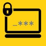 A laptop and lock icon with password