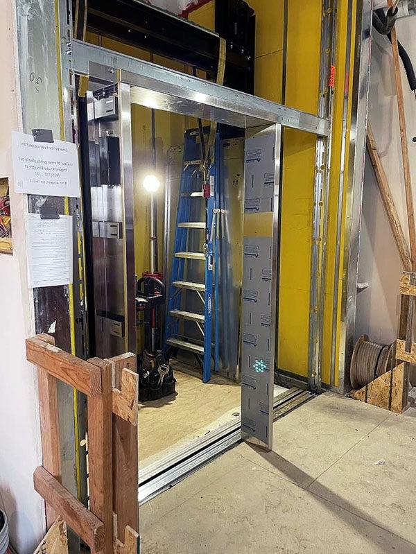 a small room at a construction site