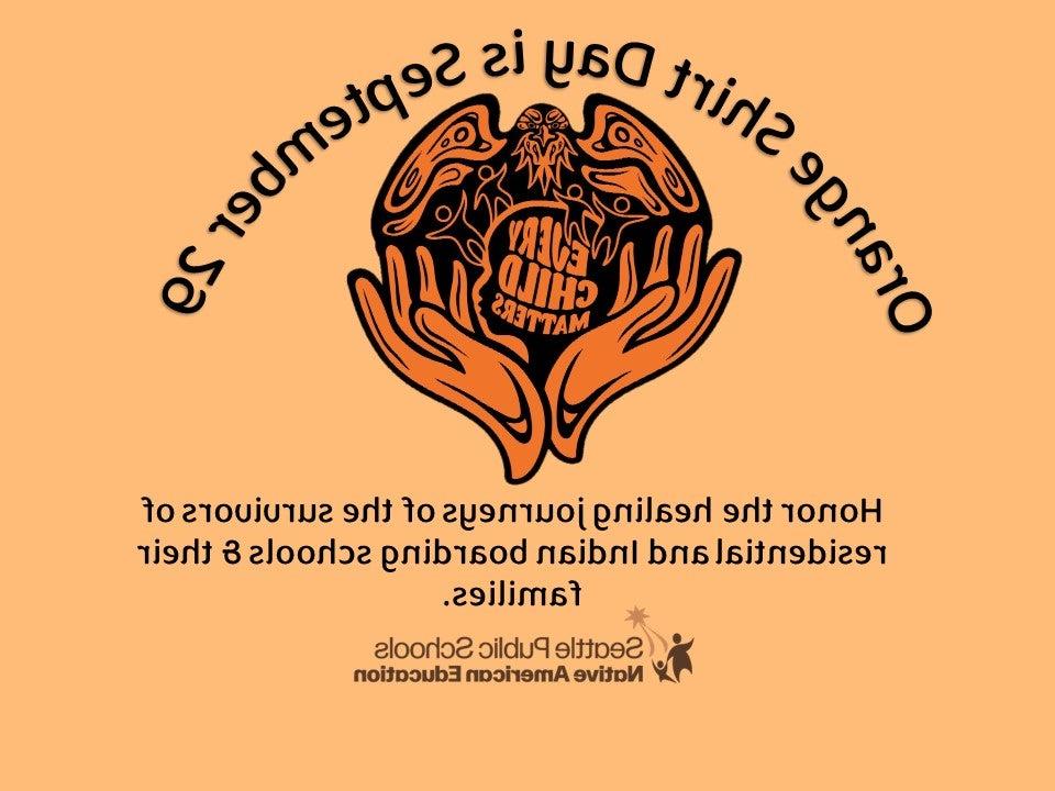 Image and date of 2023 Orange Shirt Day logo and text explaining the purpose of Orange Shirt Day, September 29